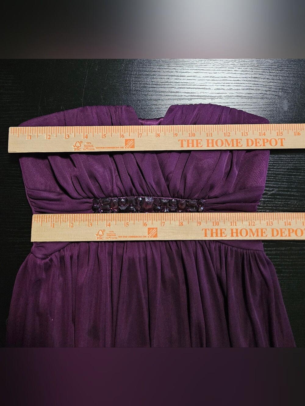 0179 Trixxi Plum Purple Strapless Chiffon Dress Med Y2K Rhinestone Formal Dance - Picture 8 of 11